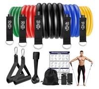 Fokky Elastici Fitness, Elastico Fitness 5 Livelli di Bande Elastiche Palestra Con Ancoraggio,Maniglie,Cinturino Alla Caviglia,Ideale per Yoga,Pilates,Costruzione Muscolare
