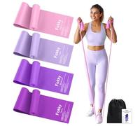 Fokky Elastici Fitness [Set di 4], 2 M Elastici Palestra con 4 Livelli di Resistenza, Fasce Elastiche Fitness per Donne e Uomini, Elastico Pilates per Yoga Pilates Fisioterapia Allenamento della Forza