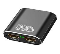 Fokky HDMI Splitter, 4K HDMI Splitter 1 In 2 Out Gleichzeitig, Aluminium Hdmi Verteiler 1 in 2 Out, Adapter 2 Monitore Erweitern Xbox,PS4,PS3,Blu-Ray DVD,Firestick,HDTV(NOT Extended Display)