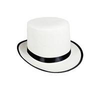 FOKPLEA Cappello da smoking deluxe per adulti, stile vittoriano, set per travestimento per adulti, Halloween, cosplay, fai da te (nero bianco, taglia unica)