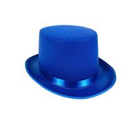 FOKPLEA Cappello da smoking deluxe per adulti, stile vittoriano, set per travestimento per adulti, Halloween, cosplay, fai da te (blu, taglia unica)