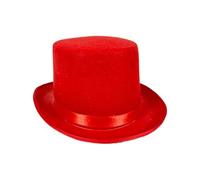 FOKPLEA Set di cappelli a cilindro per adulti, cappello da smoking deluxe in stile vittoriano, per adulti, Halloween, cosplay, fai da te (rosso, taglia unica)