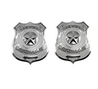Fokroin 2 Pezzi Distintivo Polizia, Colore Argento, Distintivo Della Polizia per Bambini, Gioco di Accessori di Polizia, Costume Poliziotta Accessori per Carnevale Giochi di Ruolo Halloween