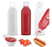 Fokroin 3 Pezzi Bottiglia Squeeze di Plastica, Bottiglia Spremere, Dispenser Olio da Cucina, Oliera Bottiglie, a Prova di Perdite e Senza BPA, per Ketchup, Senape, Mayo, Salse piccanti, Olio d'oliva
