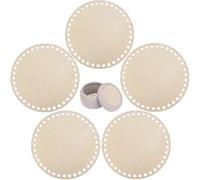 Fokroin 5 Pz Fondo Cestino di Legno 10 cm, Uncinetto Cestino Base in Legno, Naturale Base in Legno per Cesto, Fondo Cesto in Legno Naturale, per Cesti fai da te, Accessori, Fondo Tascabile, Uncinetto