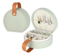 Fokroin Mini Portagioie da Viaggio, Portagioielli da Donna, 5 Scomparti, Portagioielli per Anelli, Collane, Orecchini, Matcha