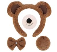 Fokroin Orso Costume Animale Accessori, Peloso Orecchie Orso Cerchietto e Coda di Orso e Papillon, Orso Costume Animale Accessori per Bambini Adulti per Cosplay Halloween Carnevale Festa a Tema