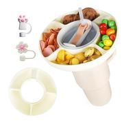 Fokroin Vassoio per Stanley Cup accessori, Ciotola per snack Stanley Cup 40oz, Piatto da spuntino per Stanley Cup 40oz, Vassoio da Spuntino con 4 Scomparti, con 2 Pezzi di Accessori Stanley Cup