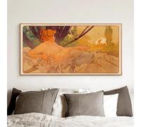 FOKTMS 1899 ALBA e TRAMONTO Alphonse Mucha Dea Art Nouveau Litografia vintage Donna francese Bellezza Natura Arte Tela Dipinto 19,6 "x39,4 (50x100 cm) Senza cornice