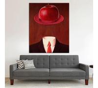 FOKTMS Rene Magritte, poster artistico con mela rossa, stampa su tela, surrealismo, scandinavo, pittura a olio, decorazione per la stanza, 50 x 70 cm, senza cornice