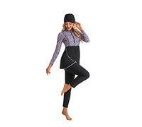 FOKULUNDA Costumi da Bagno Modesti da Donna Hijab Sport Costume da Bagno a Maniche Lunghe 3pcs Burkini Islamico Costume da Bagno(XL, FS2)