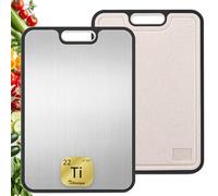 FOLAI Tagliere in titanio, 1 pezzo, double face, con scanalature e manici antiscivolo, tagliere professionale, lavabile in lavastoviglie, dimensioni 38,5 x 26,5 cm