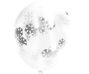 Folat 08569 Palloncini con Fiocchi di Neve Coriandoli 30 cm 4 Pezzi, Argento