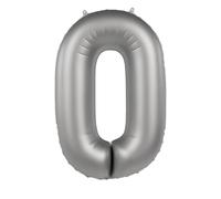 Folat 10470 Palloncini in alluminio Argento Numero 0 - Moonlight Silver - Satin Gloss - 86 cm - Lamina di Elio Palloncini Decorazioni per Feste di Compleanno Anniversario