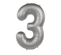 Folat 10473 Palloncini in alluminio Argento Numero 3 - Moonlight Silver - Satin Gloss - 86 cm - Lamina di Elio Palloncini Decorazioni per Feste di Compleanno Anniversario