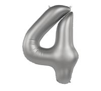 Folat 10474 Palloncini in alluminio Argento Numero 4 - Moonlight Silver - Satin Gloss - 86 cm - Lamina di Elio Palloncini Decorazioni per Feste di Compleanno Anniversario