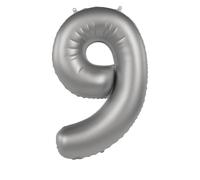 Folat 10479 Palloncini in alluminio Argento Numero 9 - Moonlight Silver - Satin Gloss - 86 cm - Lamina di Elio Palloncini Decorazioni per Feste di Compleanno Anniversario