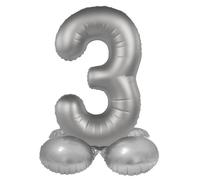 Folat 10533 Palloncini in alluminio Argento in piedi Numero 3 - Moonlight Silver - Satin Gloss - 72 cmper Feste di Compleanno Anniversario - Non è richiesto l'elio