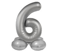 Folat 10596 Palloncini in alluminio Argento in piedi Numero 6 - Moonlight Silver - Satin Gloss - 41 cmper Feste di Compleanno Anniversario - Non è richiesto l'elio