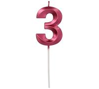 Folat 18883 Candela Glamour Numero 3 Rosso Metallizzato, 7 centimeters