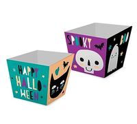 Folat 23851 Secchi di caramelle - Happy Halloween - 8 pezzi - Decorazioni Di Halloween Con Zucche, Teschi, Pipistrelli, Fantasmi, Ragni