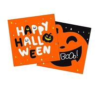Folat 23868 Tovaglioli Halloween - Halloween BoOo! - 33 x 33 cm - 20 pezzi - Decorazioni Di Halloween Con Zucche, Teschi, Pipistrelli, Fantasmi, Ragni