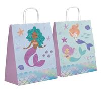 Folat 23931 compleanno a forma di sirena blu con glitter iridescenti-Borsette regalo-Mermaid Magic-20 x 27 cm-6 pezzi-Decorazioni a tema Sirenetta, Multicolore