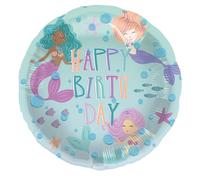 Folat 23933 Decorazione di compleanno a forma di sirena blu con glitter iridescenti - Palloncini Alluminio - Mermaid Magic - 45 cm - Decorazioni a tema Sirenetta