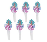 Folat 23934 compleanno a forma di sirena blu con glitter iridescenti-Trombette Lingue-Mermaid Magic-6 pezzi-Decorazioni a tema Sirenetta