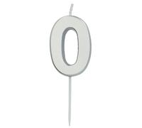 Folat 24130 Candele per torta - Numero 0 Argento - 5 cm - Decorazioni Torta adatto Feste di Compleanno, Anniversario, Matrimonio, Baby Shower