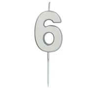Folat 24136 Candele per torta - Numero 6 Argento - 5 cm - Decorazioni Torta adatto Feste di Compleanno, Anniversario, Matrimonio, Baby Shower
