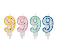 Folat 24179 Candele Sprinkles Numero 9 Assortiti-9 cm-Decorazioni Torta adatto Feste di Compleanno, Anniversario, Matrimonio, Baby Shower, Multicolore