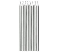 Folat 24187 Candele per torta - Candele Argento - 10 cm - 24 pezzi - Decorazioni Torta adatto Feste di Compleanno, Anniversario, Matrimonio, Baby Shower