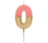 Folat 24210 Candele Retro numero 0 Rosa-5 cm-Decorazioni Torta adatto Feste di Compleanno, Anniversario, Matrimonio, Baby Shower, Pink