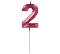 Folat 24242 Candele Glamour Numero 2 Rosa Metallizzato-Decorazioni Torta adatto Feste di Compleanno, Anniversario, Matrimonio, Baby Shower, Pink, 7 cm