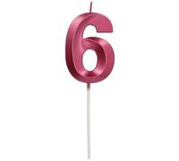 Folat 24246 Candele Glamour Numero 6 Rosa Metallizzato-Decorazioni Torta adatto Feste di Compleanno, Anniversario, Matrimonio, Baby Shower, Pink, 7 cm