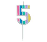 Folat 24265 Candele Pastello Numero 5 Multicolore-Decorazioni Torta adatto Feste di Compleanno, Anniversario, Matrimonio, Baby Shower, 5 cm