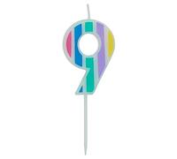 Folat 24269 Candele Pastello Numero 9 Multicolore-Decorazioni Torta adatto Feste di Compleanno, Anniversario, Matrimonio, Baby Shower