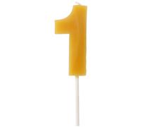 Folat 24301 Candela 1-Cera d'api-4,5 cmCandele con numeri di compleanno resistenti al gocciolamento, bruciano più a lungo, profumo di miele, Giallo