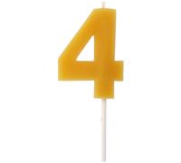 Folat 24304 Candela 4-Cera d'api-4,5 cmCandele con numeri di compleanno resistenti al gocciolamento, bruciano più a lungo, profumo di miele, Giallo