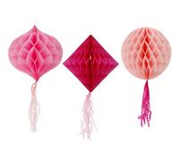 Folat 24315 carta rosa Set palla a nido d'ape perfetto-3 pezzi feste di matrimonio per festival, carnevale, decorazioni di compleanno, baby shower per ragazze