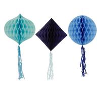 Folat 24321 Decorazioni per feste in carta blu Set palla a nido d'ape - Blu intenso - 3 pezzi - Matrimonio, festival, carnevale, decorazioni di compleanno, baby shower