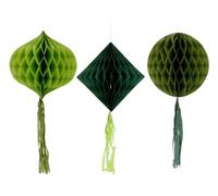 Folat 24345 Decorazioni per feste in carta verde Set palla a nido d'ape - Serene Sage - 3 Pezzi - Decorazioni per feste per festival, carnevale, decorazioni di compleanno
