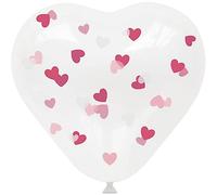 Folat 24883 Palloncini a Forma di Cuore con Coriandoli Rosa 30cm - 4 pezzi - Decorazione Romantica San Valentino, Anniversario Matrimonio e Fidanzamento
