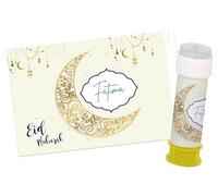 Folat 24900 Eid Mubarak - Etichetta per le bolle di sapone 'Eid Mubarak' - 6 pezzi - Decorazioni Stella Luna Ramadan Mubarak Forniture per Feste Eid Al-Fitr