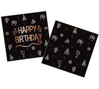 Folat 25047 Compleanno Decorazioni Nero Oro Argento Tovaglioli - Shining Glam - 33 x 33 cm - 16 pezzi
