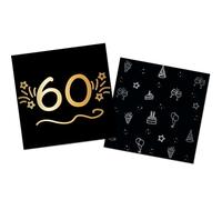 Folat 25059 Compleanno Decorazioni Nero Oro Argento Tovaglioli - 60 -Shining Glam - 33 x 33 cm - 16 pezzi