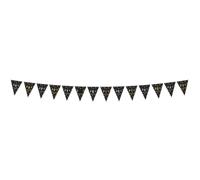 Folat 26838 Decorazioni Nero Oro Argento Ghirlanda di Bandierine-Shining Glam-4 meter-Per compleanni, anniversari, compresi adesivi con numeri da 0 a 9 per età 0-100
