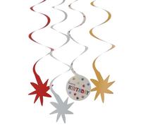 Folat 26865 Decorazione Bianca con Stelle Colorate Decorazione da Appendere Starburst-6 Pezzi allegri e Colorati per Feste di Compleanno per Bambini e Adulti, Multicolore