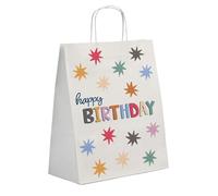 Folat 26871 Decorazione di compleanno bianca con stelle colorate - Sacchetti regalo - Starburst - 20 x 27 cm - 6 pezzi - Decorazione Compleanno felice e colorato per bambini e adulti